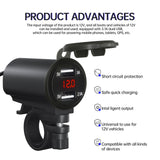 Maxbell Motorcycle Dual USB Charger with Voltmeter Waterproof for 12V Car Red