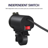 Maxbell Motorcycle Dual USB Charger with Voltmeter Waterproof for 12V Car Red