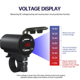 Maxbell Motorcycle Dual USB Charger with Voltmeter Waterproof for 12V Car Red
