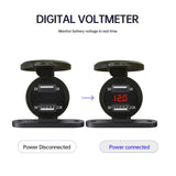 Maxbell Motorcycle Dual USB Charger with Voltmeter Waterproof for 12V Car Red