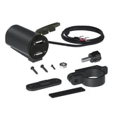 Maxbell Motorcycle Dual USB Charger with Voltmeter Waterproof for 12V Car Red