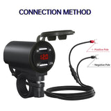 Maxbell Motorcycle Dual USB Charger with Voltmeter Waterproof for 12V Car Red