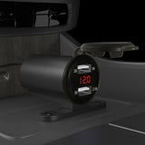 Maxbell Motorcycle Dual USB Charger with Voltmeter Waterproof for 12V Car Red