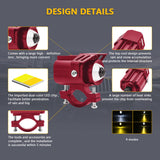 Maxbell 2x Motorcycle Auxiliary Driving Lights Spotlight for ATV Car Truck  Red