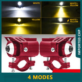 Maxbell 2x Motorcycle Auxiliary Driving Lights Spotlight for ATV Car Truck  Red