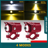 Maxbell 2x Motorcycle Auxiliary Driving Lights Spotlight for ATV Car Truck  Red