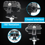 Maxbell 2Pcs Motorcycle Auxiliary Driving Lights Spotlight 180 Rotation for Car