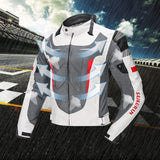 Maxbell Waterproof Motorcycle Jacket Men Women Durable Protective Pads Riding Jacket L White