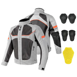 Maxbell Motorcycle Jacket Water Resistant for Motorbike Riding Men Women Summer Gray 4XL