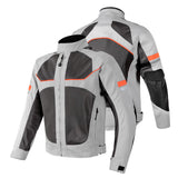 Maxbell Motorcycle Jacket Water Resistant for Motorbike Riding Men Women Summer Gray 4XL