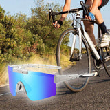 Maxbell Sport Polarized Sunglasses Cycling Glasses for Running Climbing Cycling  White Blue