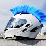Maxbell Helmet Wigs Cosplay Party Hairpiece for Scooters Motorcycle Bike Skiing Blue