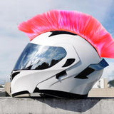 Maxbell Helmet Wigs Cosplay Party Hairpiece for Scooters Motorcycle Bike Skiing Pink