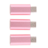 Maxbell 3Piece Micro USB Converter Adapter Charge Data Sync for iPhone Rose Gold