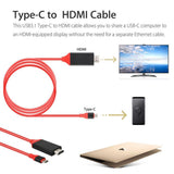 Maxbell Type C To HDMI HDTV TV Cable Adapter for Samsung Macbook 2Meter
