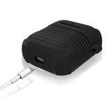 Max Silicone Protective Cover Case with Anti-Lost Strap for Apple AirPods Gray