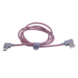Max 1Meter 3.3Ft USB to USB Type C Sync Charger Angled Cable Adapter Cord Pink
