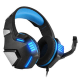 Maxbell Gaming Stereo Headset Soft Memory Earmuffs Headphone with Mic LED Light Blue