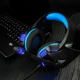 Maxbell Gaming Stereo Headset Soft Memory Earmuffs Headphone with Mic LED Light Blue