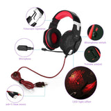 Maxbell G1000 3.5mm PC Bass Stereo Headphones LED Light Gaming Headset Black and red
