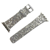 Maxbell Shiny Glitter Bling Leather Wristband Bracelet for iWatch 1/2/3 Silver 38mm
