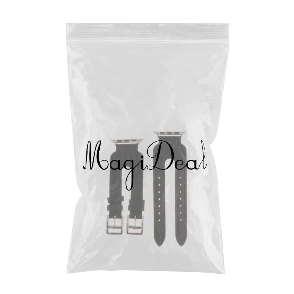 Maxbell 38mm Genuine Leather Strap Band Bracelet for Apple Watch Black