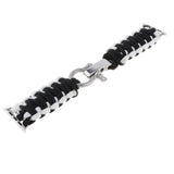 Maxbell Nylon Rope Watch Band Replacement Fitness Strap for iWatch 3/4 Black+White
