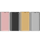 Maxbell Creative Flip PU Leather Plated Mirror Phone Case Stand for iPhone X Black