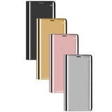 Maxbell Creative Flip PU Leather Plated Mirror Phone Case Stand for iPhone X Black