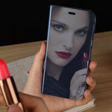Maxbell Creative Flip PU Leather Plated Mirror Phone Case Stand for iPhone X Black