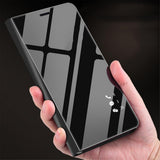 Maxbell Creative Flip PU Leather Plated Mirror Phone Case Stand for iPhone X Black