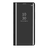 Maxbell Creative Flip PU Leather Plated Mirror Phone Case Stand for iPhone X Black