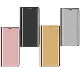 Maxbell Creative Flip PU Leather Plated Mirror Phone Case Stand for iPhone X Black
