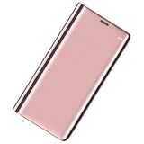 Maxbell Creative Flip PU Leather Plated Mirror Phone Case Stand for iPhone X Pink