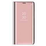 Maxbell Creative Flip PU Leather Plated Mirror Phone Case Stand for iPhone X Pink