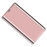 Maxbell Creative Flip PU Leather Plated Mirror Phone Case Stand for iPhone X Pink