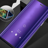 Maxbell Smart Clear View Plating Mirror Flip Case Cover for Samsung J7 Prime black
