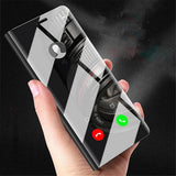 Maxbell Smart Clear View Plating Mirror Flip Case Cover for Samsung J7 Prime black
