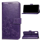 Maxbell Leather Phone Protective Flip Case with Card Slots for iPhone XR Purple
