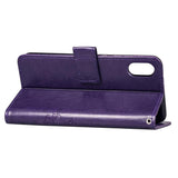 Maxbell Leather Phone Protective Flip Case with Card Slots for iPhone XR Purple
