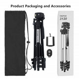 Maxbell Tripod Camera With Bluetooth Remote Phone Holder Mount Stand Universal-Black