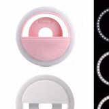 Maxbell Portable USB Charge LED Selfie Ring Light Phone Enhancing Light - Pink