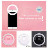 Maxbell Portable USB Charge LED Selfie Ring Light Phone Enhancing Light - Pink