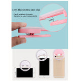 Maxbell Portable USB Charge LED Selfie Ring Light Phone Enhancing Light - Pink
