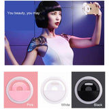 Maxbell Portable USB Charge LED Selfie Ring Light Phone Enhancing Light - Pink