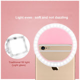 Maxbell Portable USB Charge LED Selfie Ring Light Phone Enhancing Light - Pink