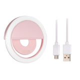 Maxbell Portable USB Charge LED Selfie Ring Light Phone Enhancing Light - Pink