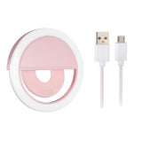 Maxbell Portable USB Charge LED Selfie Ring Light Phone Enhancing Light - Pink