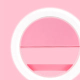 Maxbell Portable USB Charge LED Selfie Ring Light Phone Enhancing Light - Pink