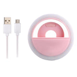 Maxbell Portable USB Charge LED Selfie Ring Light Phone Enhancing Light - Pink